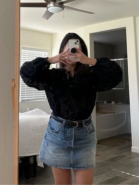 NWT Jade Johnny Was Black Eyelet Blouse
